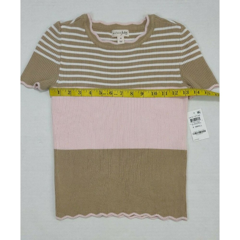 Maison Jules Womens Top XS Beige London Printed - Picture 12 of 15